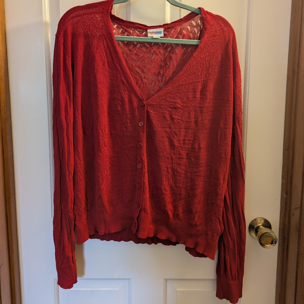 LuLaRoe Red Lace Knit Top - Size 3x
